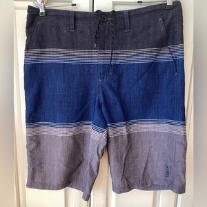 VALOR BOARD SWIM SHORTS SIZE 31 BLUE GRAY STRIPE